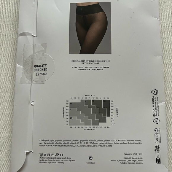 Wolford Black Ultra-Sheer Tights Size L Color Honey (F2) - Picture 3 of 5